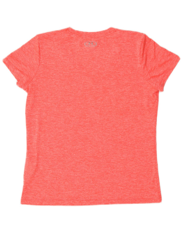 Under Armour Womens Heat Gear T-Shirt Top UK 14 Medium Pink Flecked