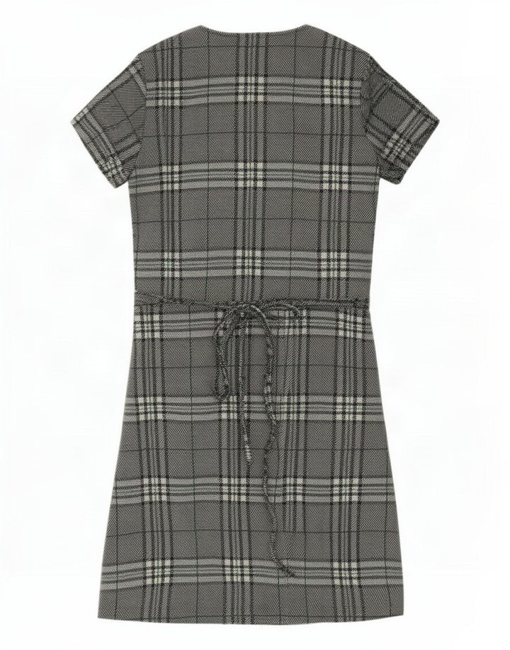 Zara Womens Wrap Dress UK 14 Large Green Plaid Polyester