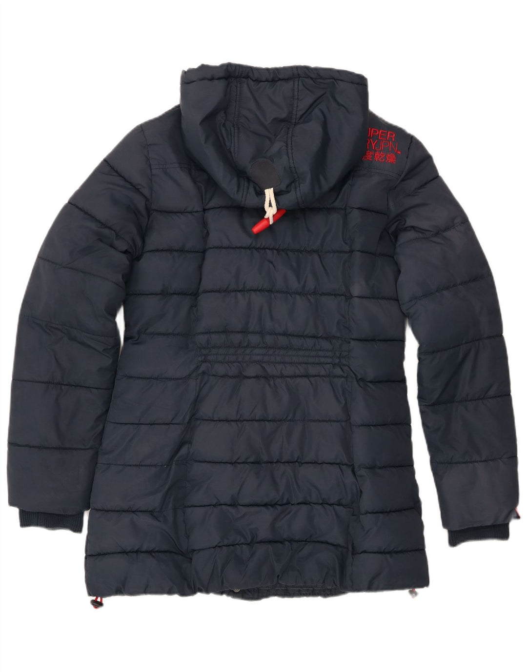 Superdry Womens Hooded Padded Jacket UK 14 Large Navy Blue Polyester