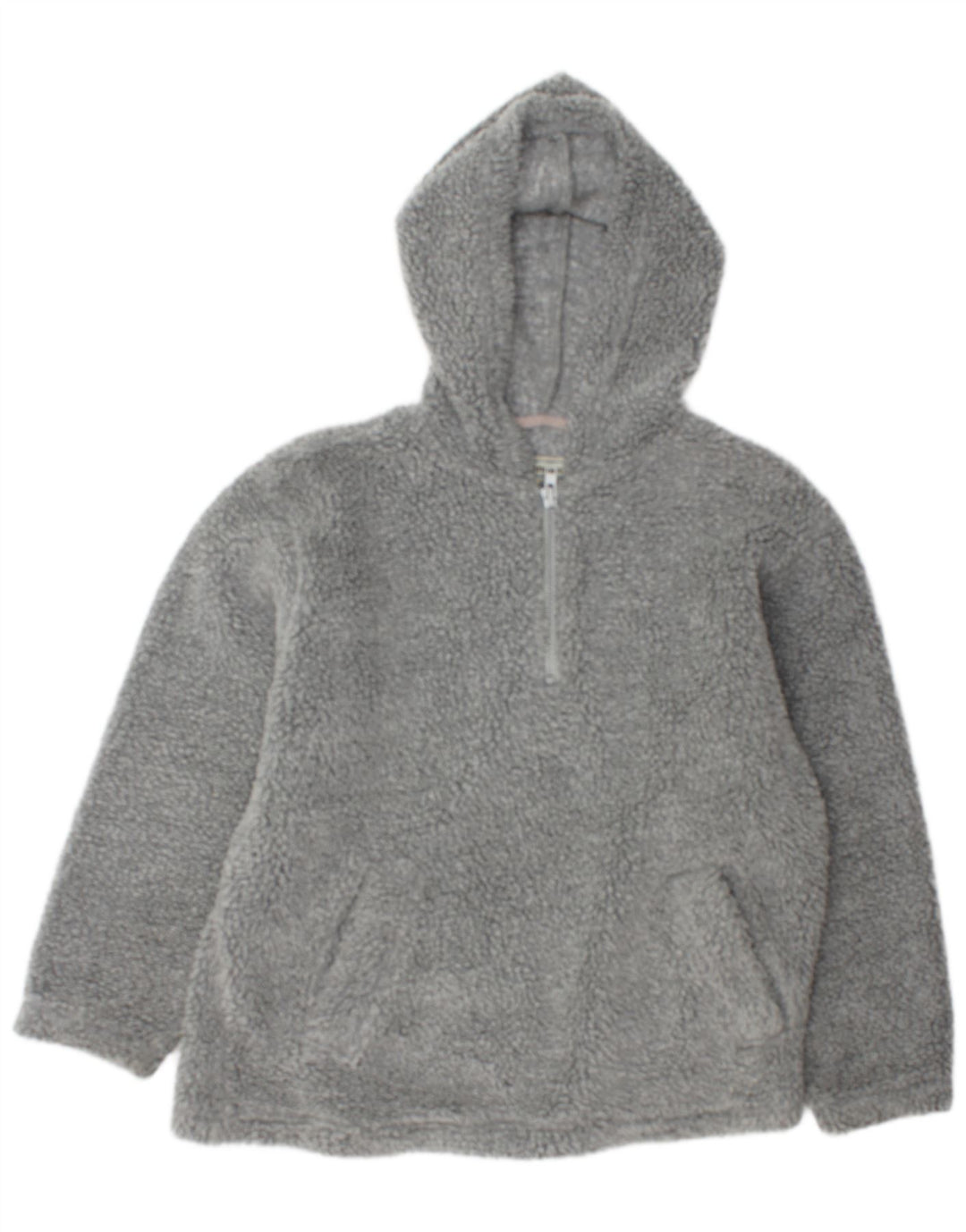 Fishbone Mens Hooded Zip Neck Fleece Jumper Large Grey Polyester