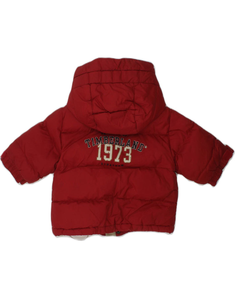 TIMBERLAND Baby Boys Graphic Hooded Padded Jacket 3-6 Months Red Polyamide | Vintage Timberland | Thrift | Second-Hand Timberland | Used Clothing | Messina Hembry 