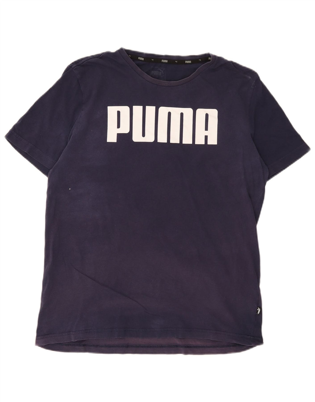 Puma Mens Graphic T-Shirt Top Large Navy Blue Cotton