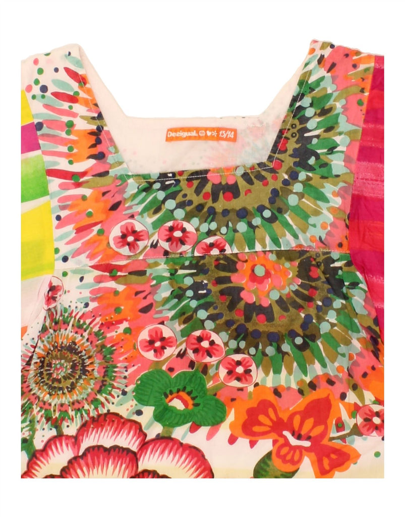 DESIGUAL Girls Batwing Blouse Top 13-14 Years Multicoloured Floral Cotton Vintage Desigual and Second-Hand Desigual from Messina Hembry 