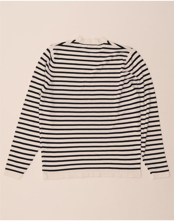 ZARA Mens Top Long Sleeve Small White Striped Cotton