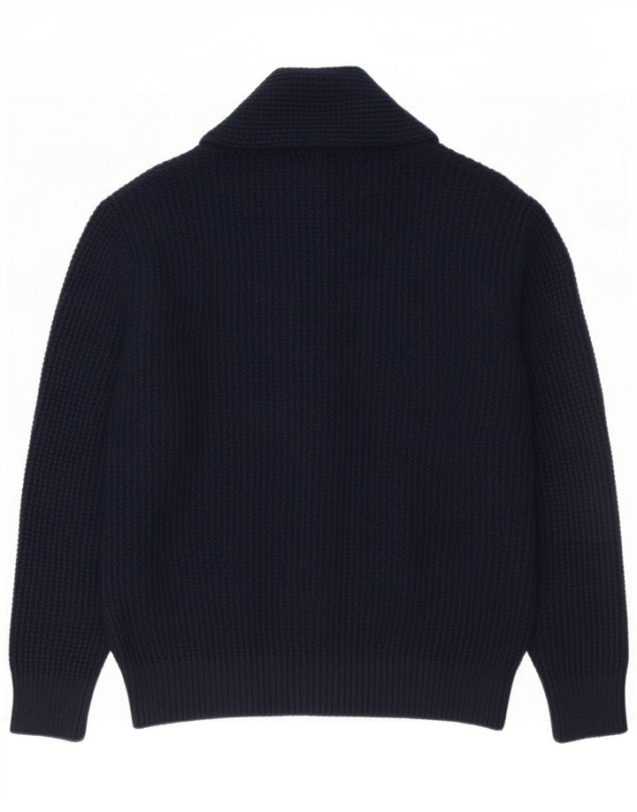 Zara Mens Cardigan Sweater Large Navy Blue Acrylic