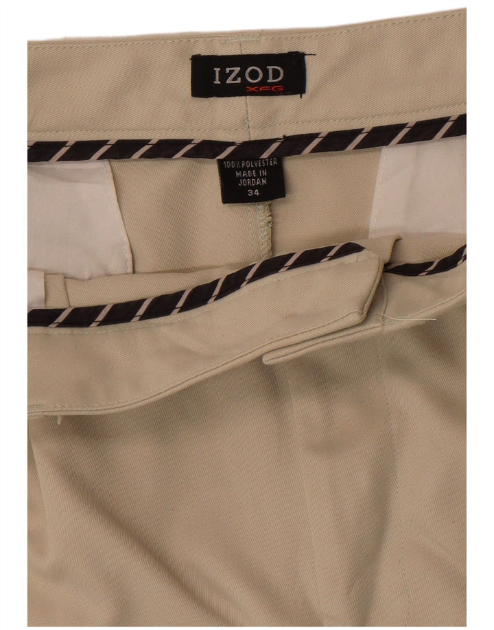 Izod Mens Pegged Chino Shorts W34 Large Beige Polyester