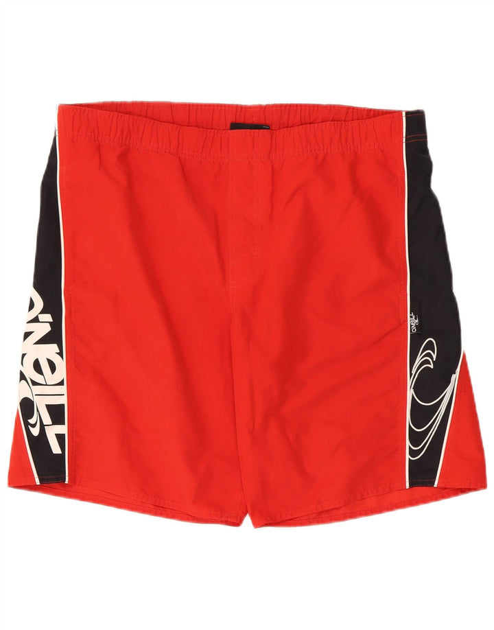 O'Neill Mens Graphic Sport Shorts Small Red Colourblock Polyester
