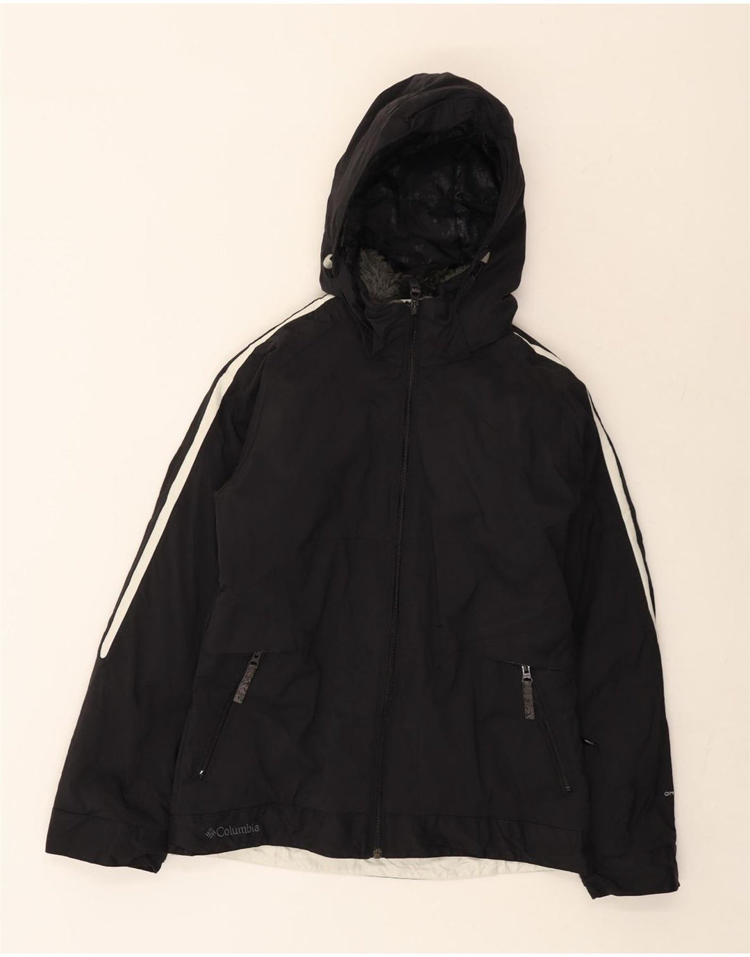 Columbia Womens Hooded Windbreaker Jacket UK 10 Small Black Nylon