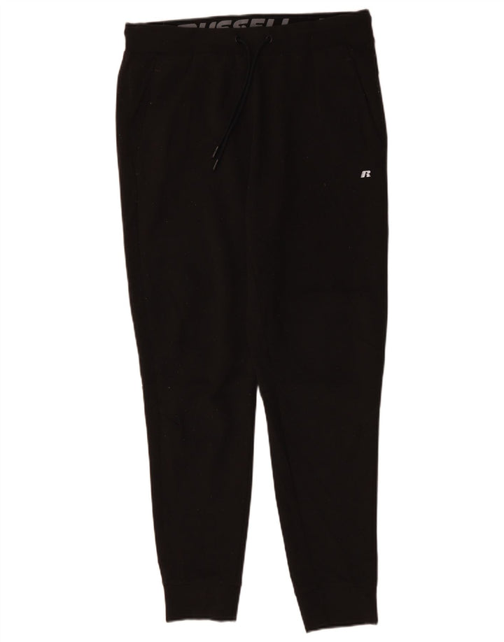 RUSSELL ATHLETIC Mens Tracksuit Trousers Joggers Medium  Black Cotton
