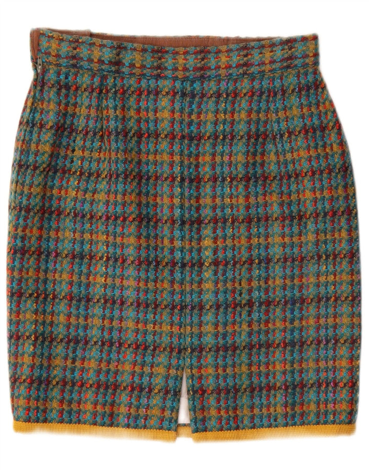 Vintage Womens Pencil Skirt W28 Medium Multicoloured Check