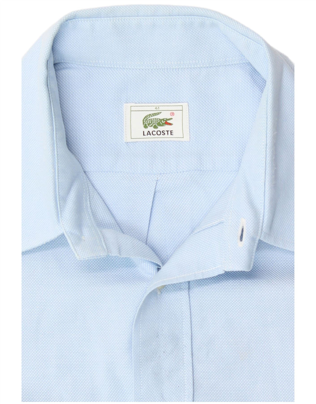 Lacoste Mens Short Sleeve Shirt Size 41 Large Blue Cotton
