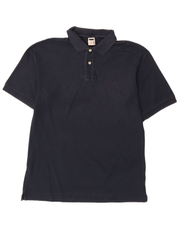 Fila Mens Polo Shirt Medium Navy Blue Cotton
