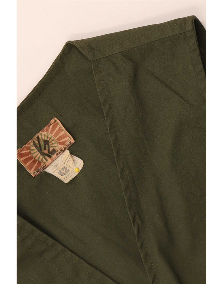 Vintage Mens Utility Gilet IT 46 Small Khaki Cotton