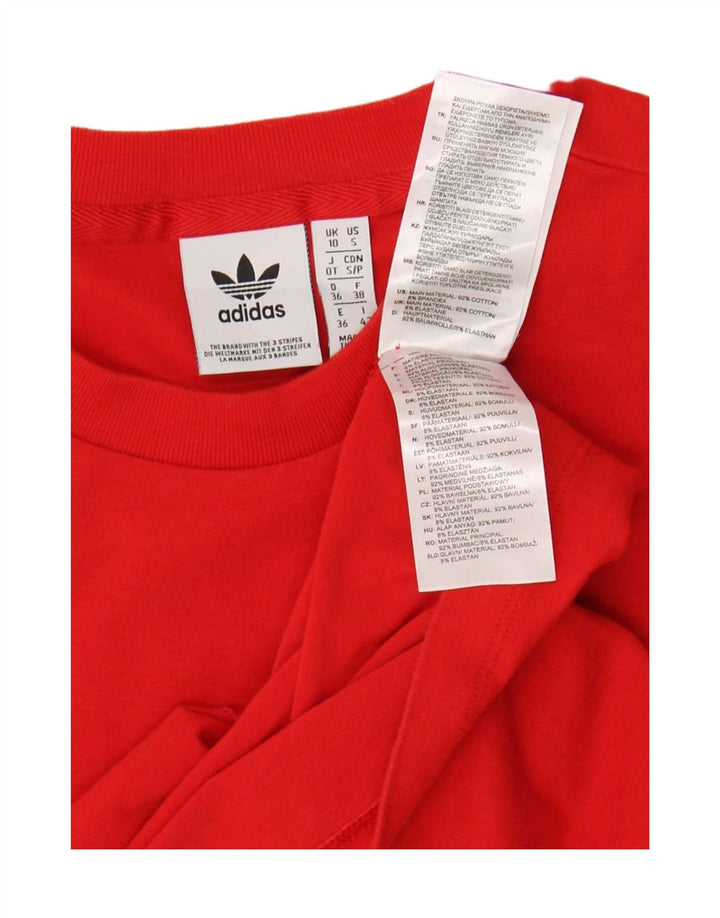 Adidas Womens Graphic T-Shirt Top UK 10 Small Red Cotton