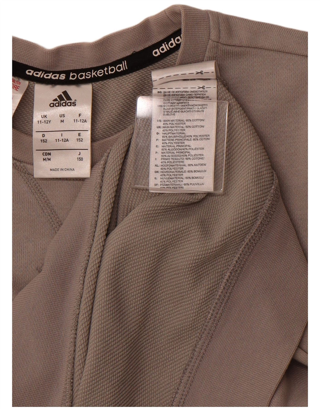 ADIDAS Boys Graphic Sweatshirt Jumper 11-12 Years Grey Cotton