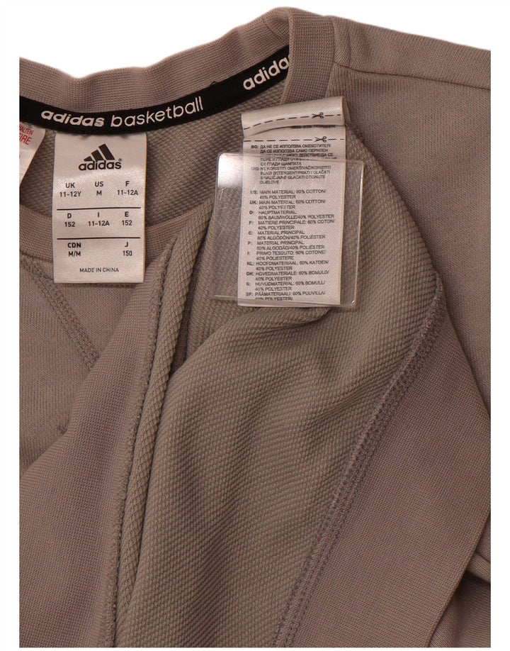 ADIDAS Boys Graphic Sweatshirt Jumper 11-12 Years Grey Cotton