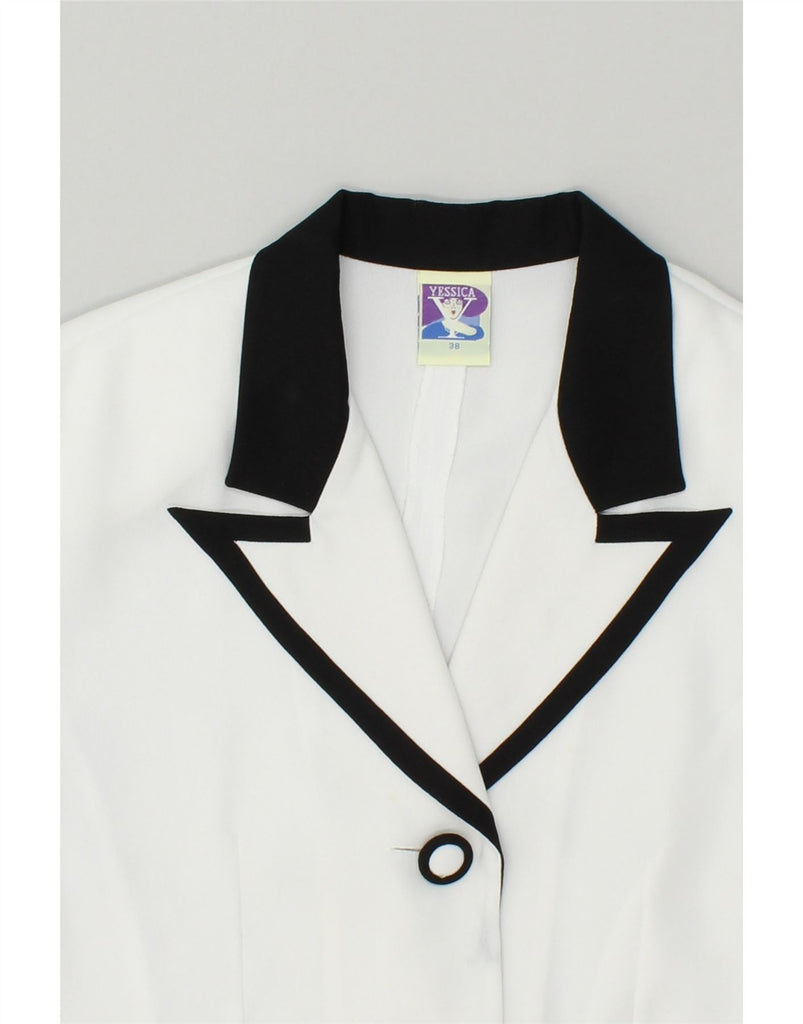 YESSICA Womens Short Sleeve 3 Button Blazer Jacket EU 38 Medium White | Vintage Yessica | Thrift | Second-Hand Yessica | Used Clothing | Messina Hembry 