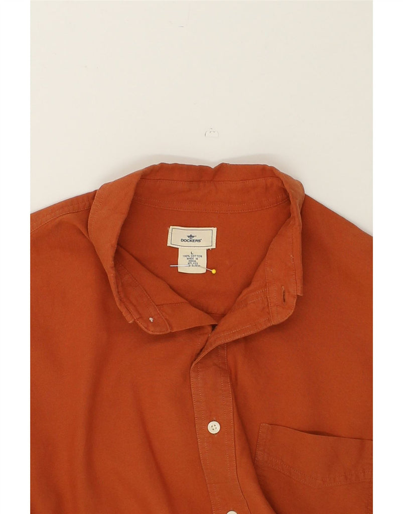 DOCKERS Mens Shirt Large Brown Cotton | Vintage Dockers | Thrift | Second-Hand Dockers | Used Clothing | Messina Hembry 
