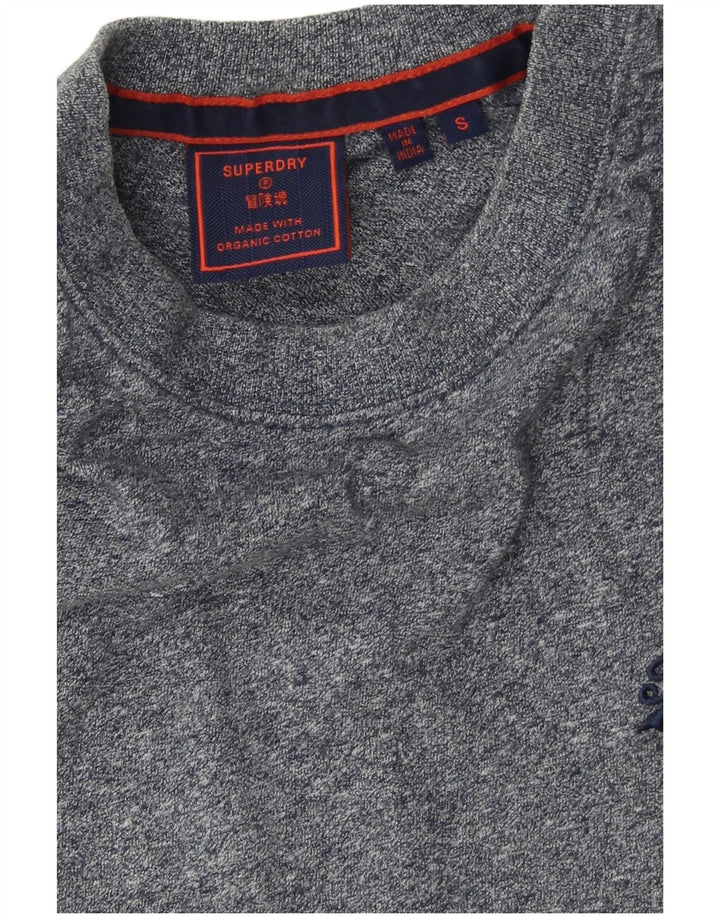 Superdry Mens T-Shirt Top Small Navy Blue Flecked Cotton