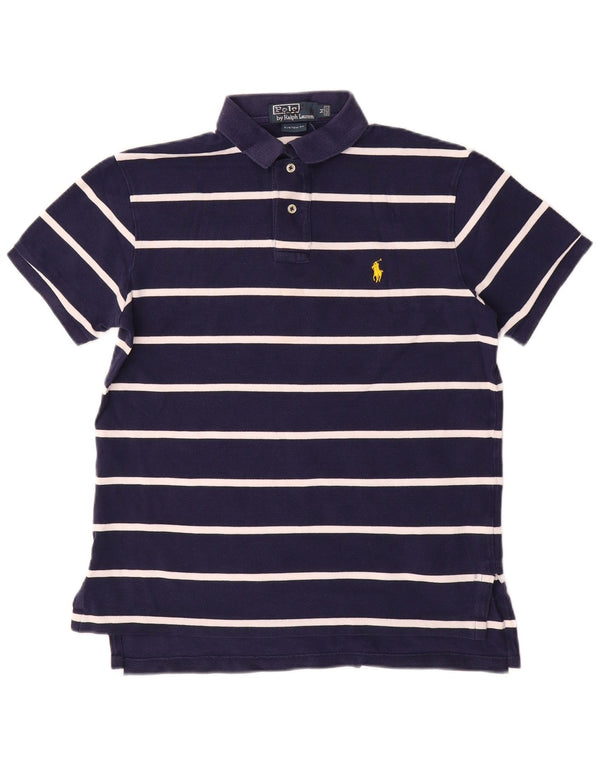 Polo Ralph Lauren Mens Custom Fit Polo Shirt Medium Navy Blue Striped