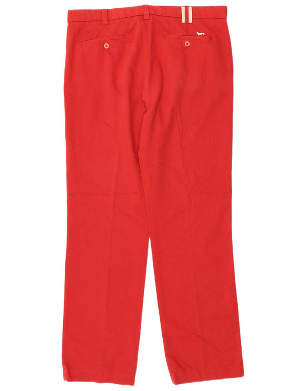 Harmont & Blaine Mens Straight Chino Trousers IT 52 XL W30 L32 Red Cotton