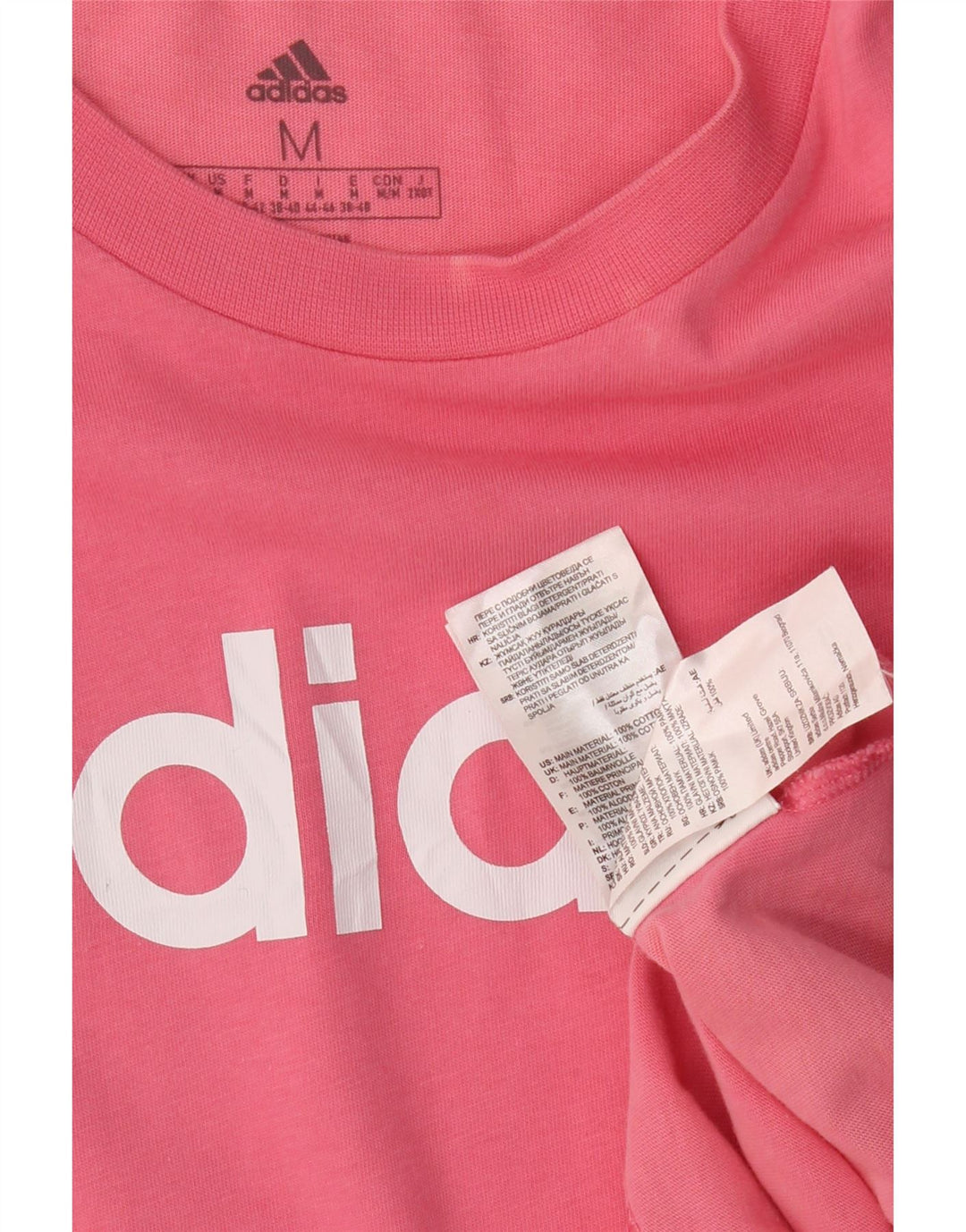 ADIDAS Womens Graphic T-Shirt Top UK 12 Medium Pink Cotton