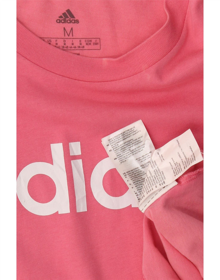 ADIDAS Womens Graphic T-Shirt Top UK 12 Medium Pink Cotton