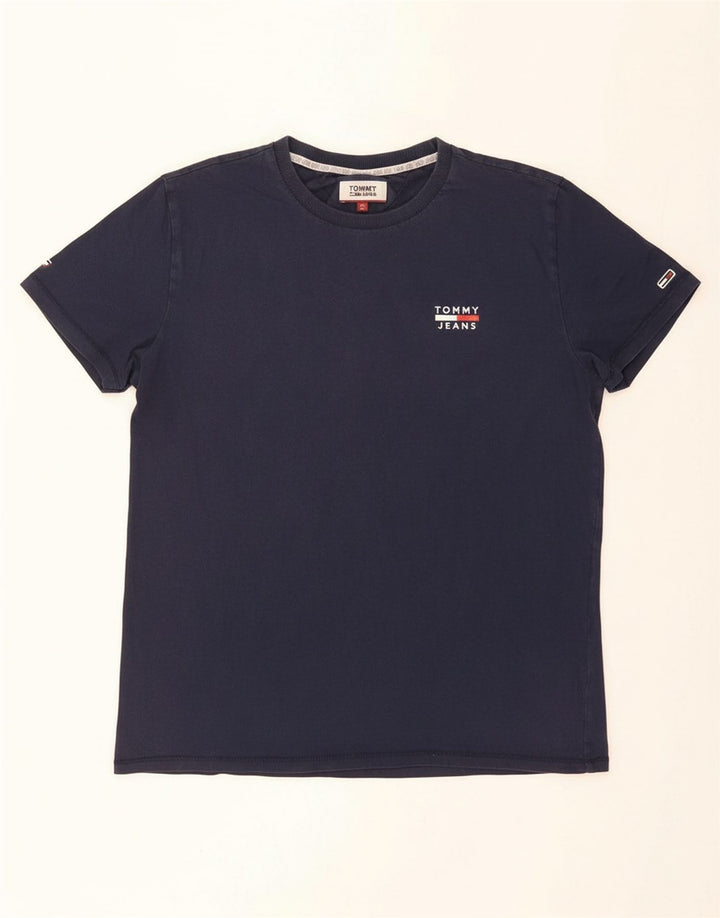 TOMMY HILFIGER Mens T-Shirt Top Large Navy Blue Cotton