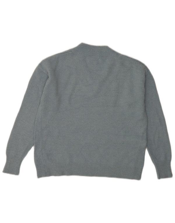 Massimo Dutti Womens V-Neck Jumper Sweater UK 14 Medium Blue Polyamide
