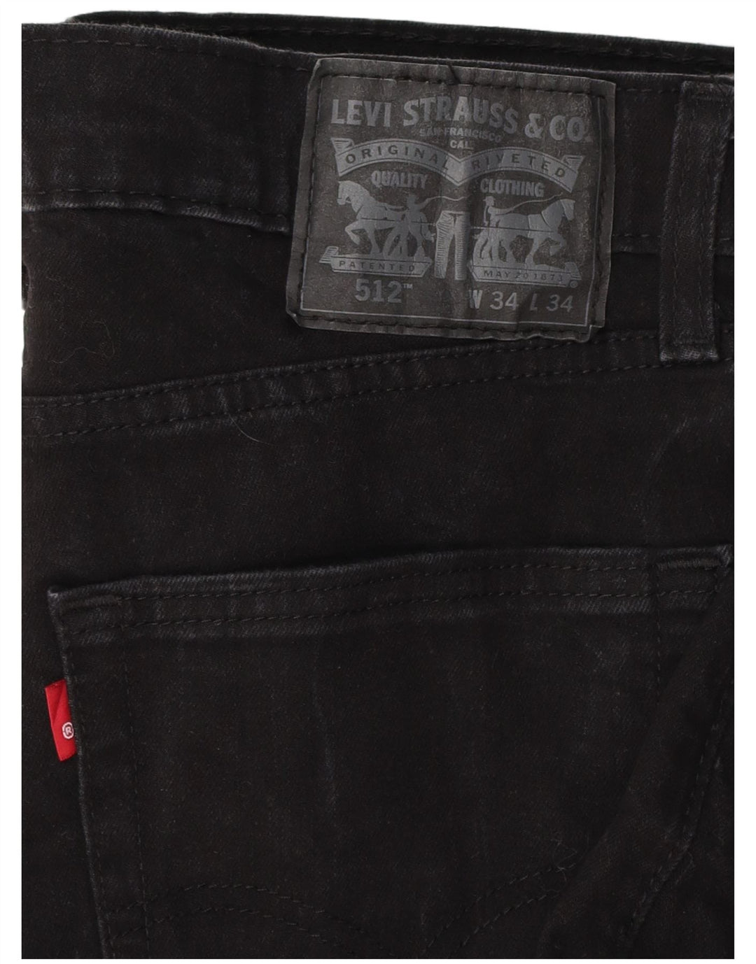 LEVI'S Mens 512 Slim Tapered Jeans W34 L32 Black Cotton