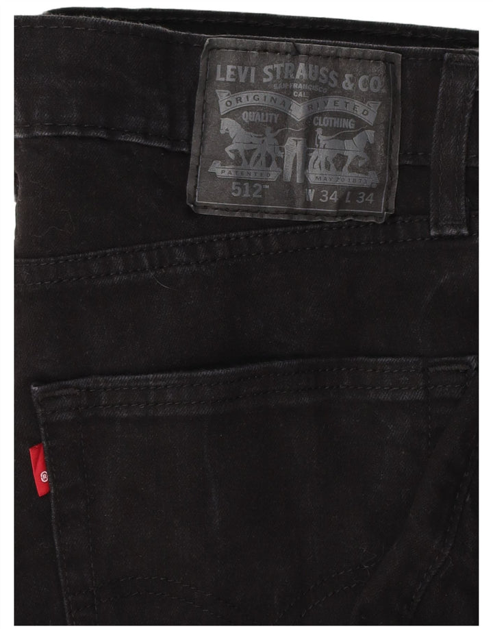 LEVI'S Mens 512 Slim Tapered Jeans W34 L32 Black Cotton