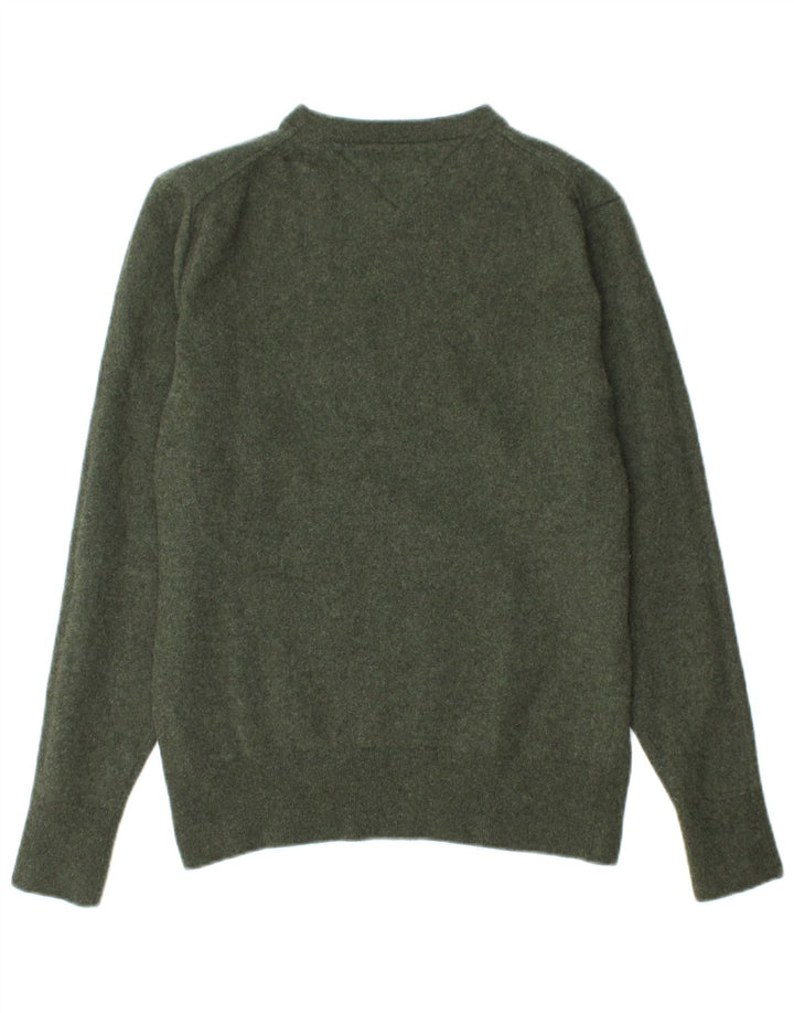 TOMMY HILFIGER Boys Crew Neck Jumper Sweater 13-14 Years XL Green Wool