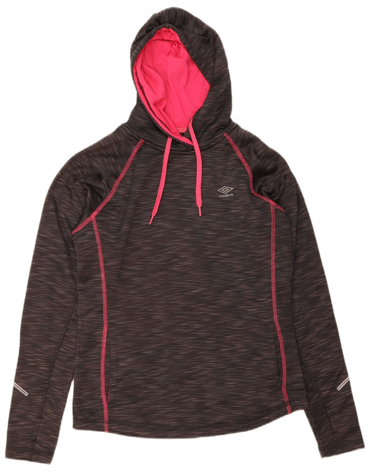 UMBRO Womens Hoodie Jumper UK 10 Small Grey Flecked Polyester