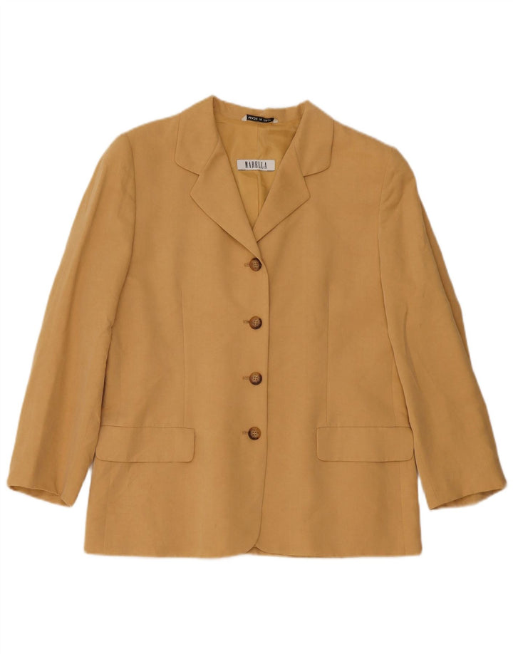 Marella Womens 4 Button Blazer Jacket UK 16 Large Beige Viscose