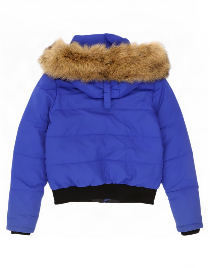 Superdry Womens Everest Mountain Parka Padded Jacket UK 12 Medium Blue