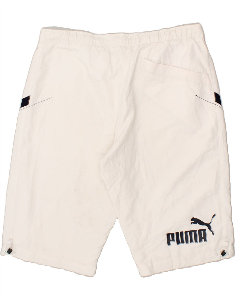 PUMA Mens Graphic Bermuda Sport Shorts XL  White | Vintage Puma | Thrift | Second-Hand Puma | Used Clothing | Messina Hembry 