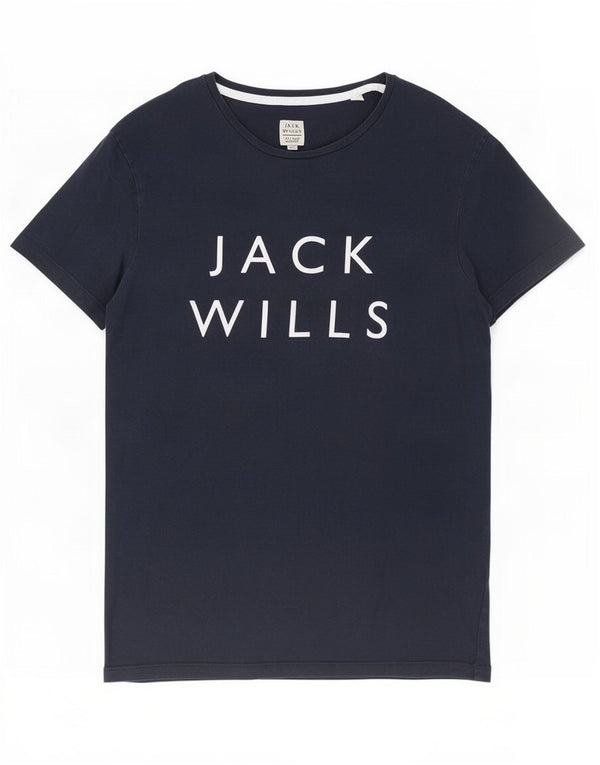 Jack Wills Mens Graphic T-Shirt Top Medium Navy Blue Cotton