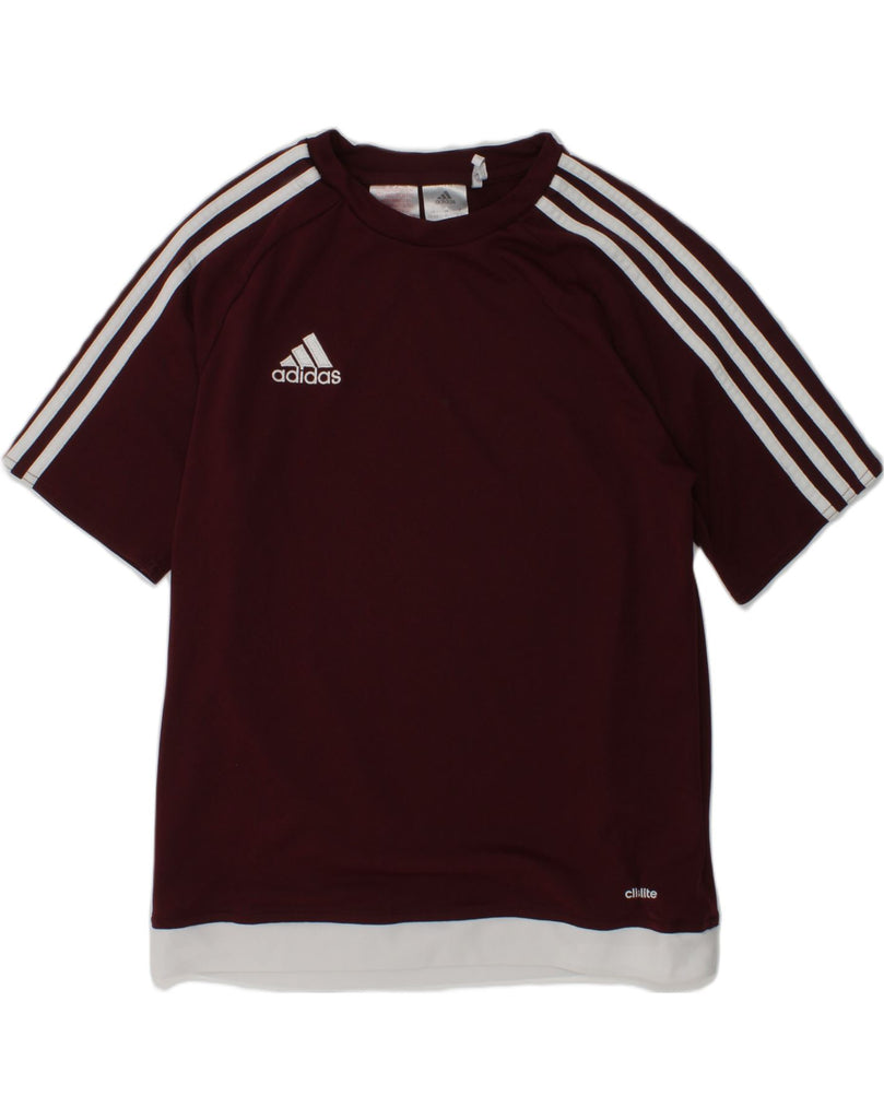 ADIDAS Boys Climalite T-Shirt Top 13-14 Years Burgundy Polyester | Vintage Adidas | Thrift | Second-Hand Adidas | Used Clothing | Messina Hembry 