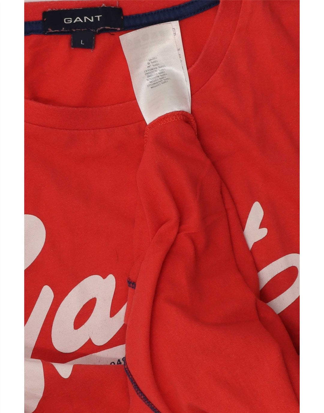 Gant Mens Graphic T-Shirt Top Large Red Cotton
