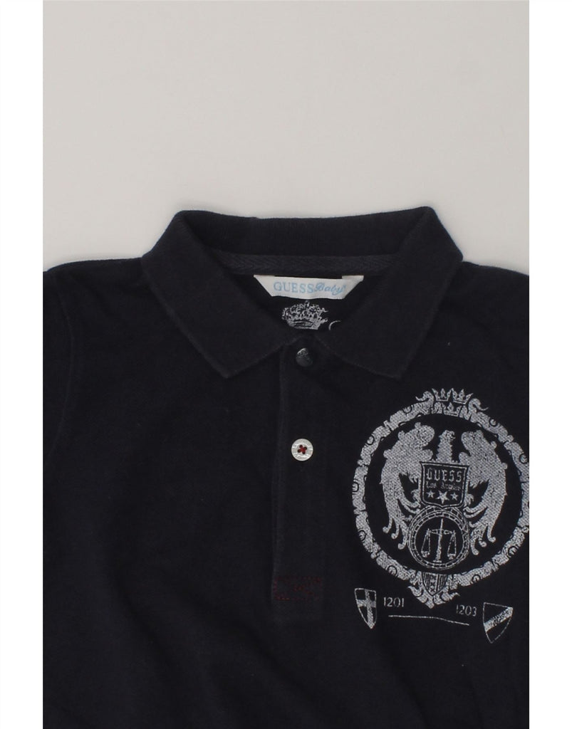 GUESS Boys Graphic Polo Shirt 2-3 Years Navy Blue Cotton | Vintage Guess | Thrift | Second-Hand Guess | Used Clothing | Messina Hembry 