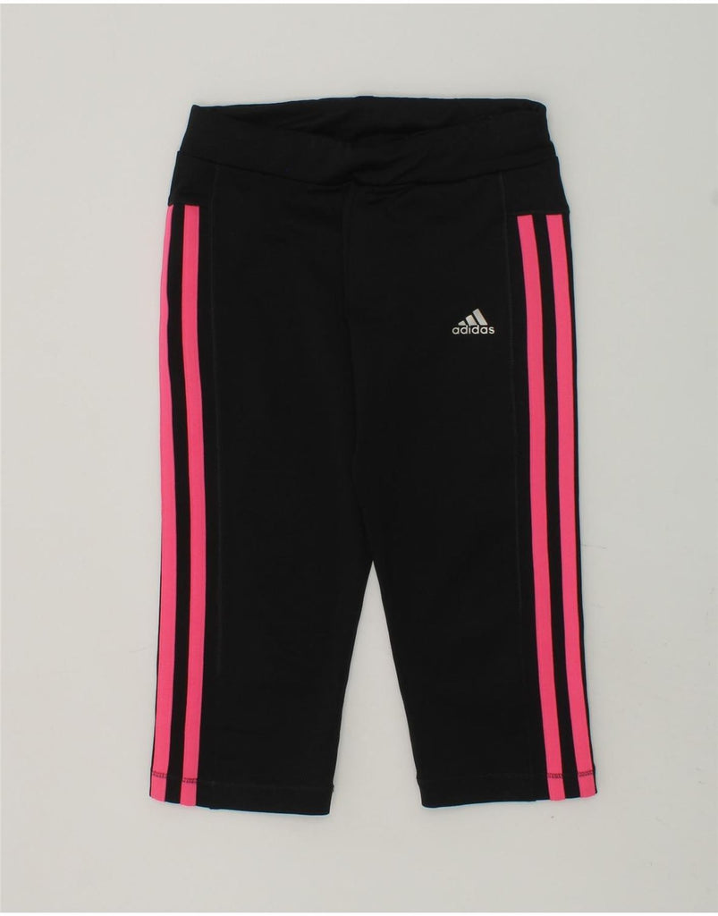 ADIDAS Girls Climalite Tracksuit Trousers 7-8 Years Black Polyester | Vintage Adidas | Thrift | Second-Hand Adidas | Used Clothing | Messina Hembry 