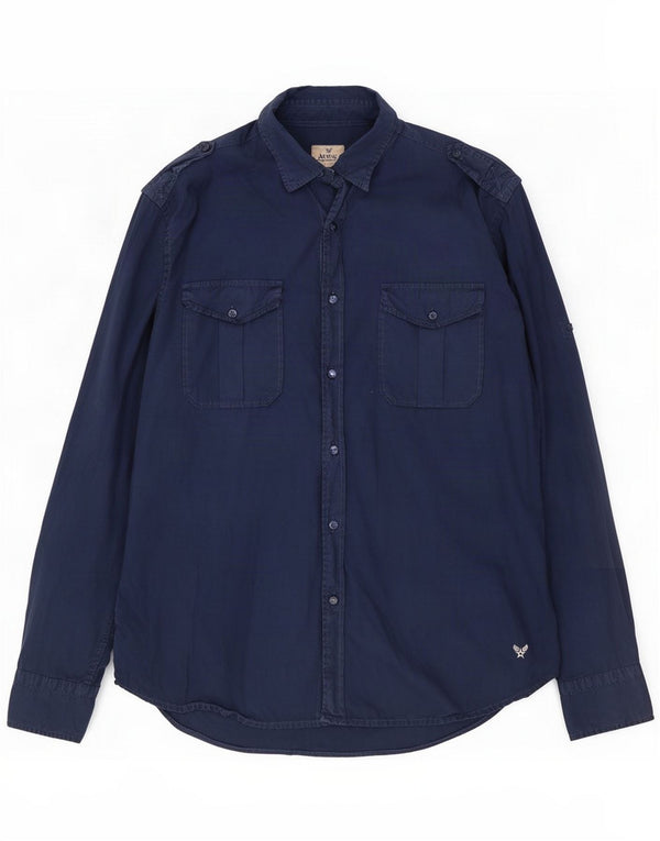 Avirex Mens Military Shirt Large Navy Blue Cotton