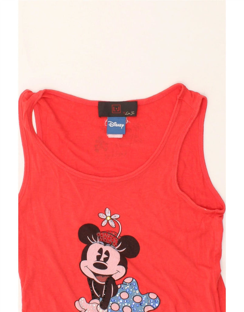 LIU JO Womens Minnie Graphic Vest Top UK 4 XS Red Viscose Vintage Liu Jo and Second-Hand Liu Jo from Messina Hembry 