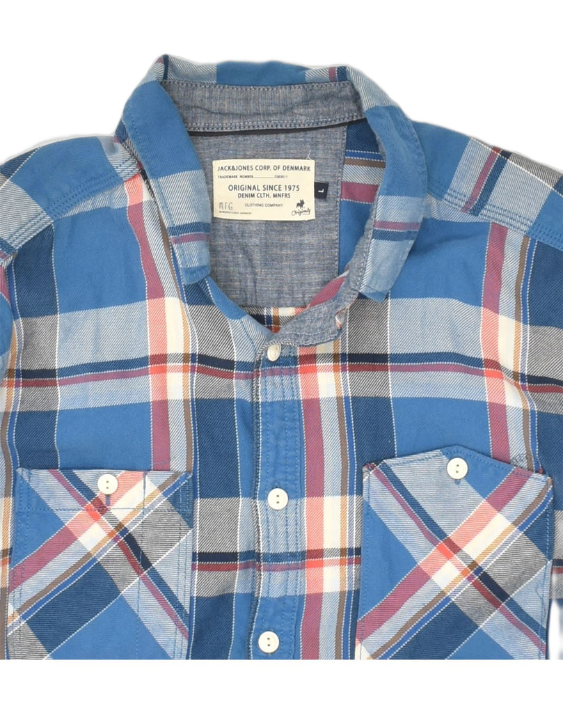 JACK & JONES Mens Shirt Large Blue Check Cotton | Vintage Jack & Jones | Thrift | Second-Hand Jack & Jones | Used Clothing | Messina Hembry 