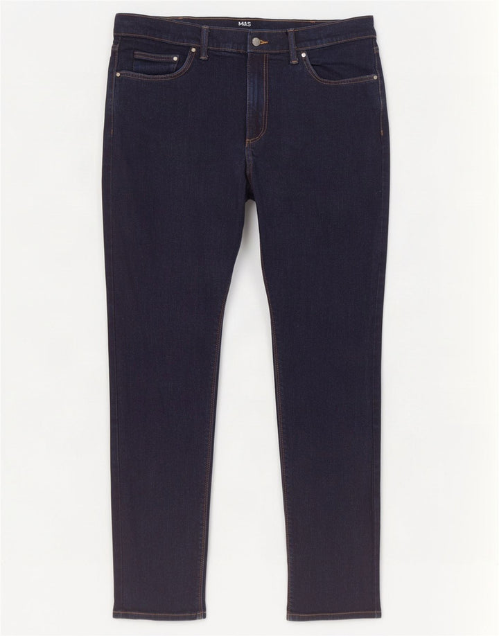 Marks & Spencer Mens Slim Jeans W36 L31 Navy Blue Cotton
