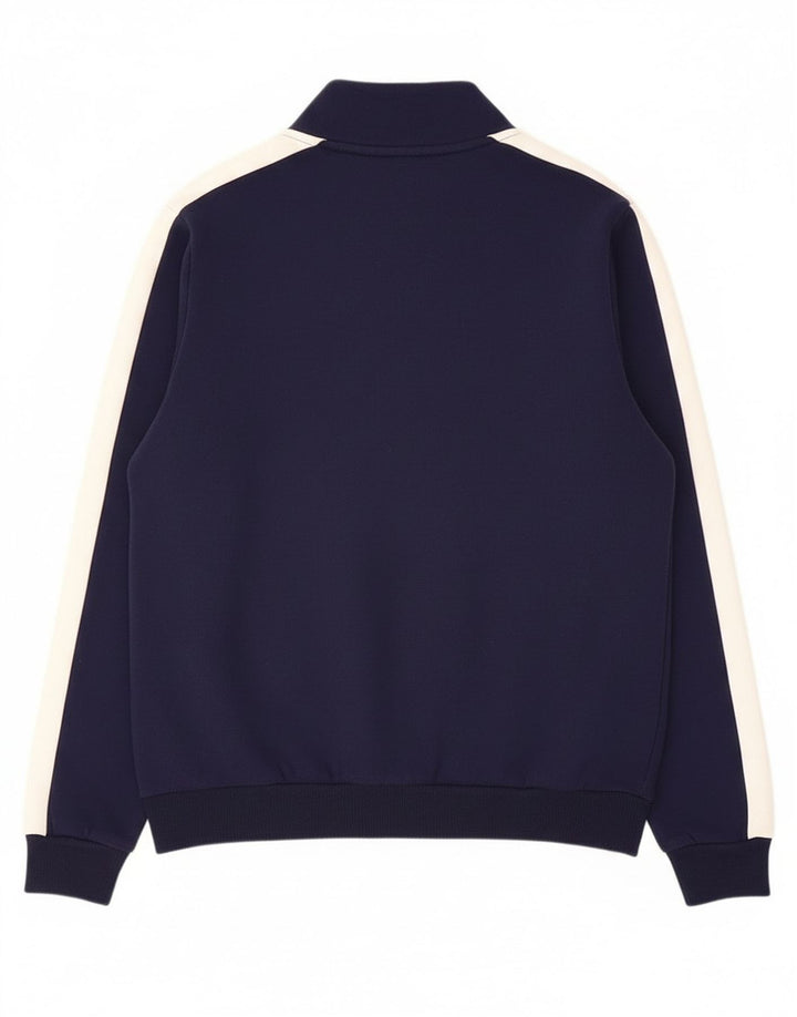 Fila Mens Graphic Zip Neck Sweatshirt Jumper Small Navy Blue Colourblock