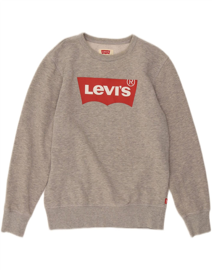 LEVI'S Boys Graphic Sweatshirt Jumper 12-13 Years Grey Cotton