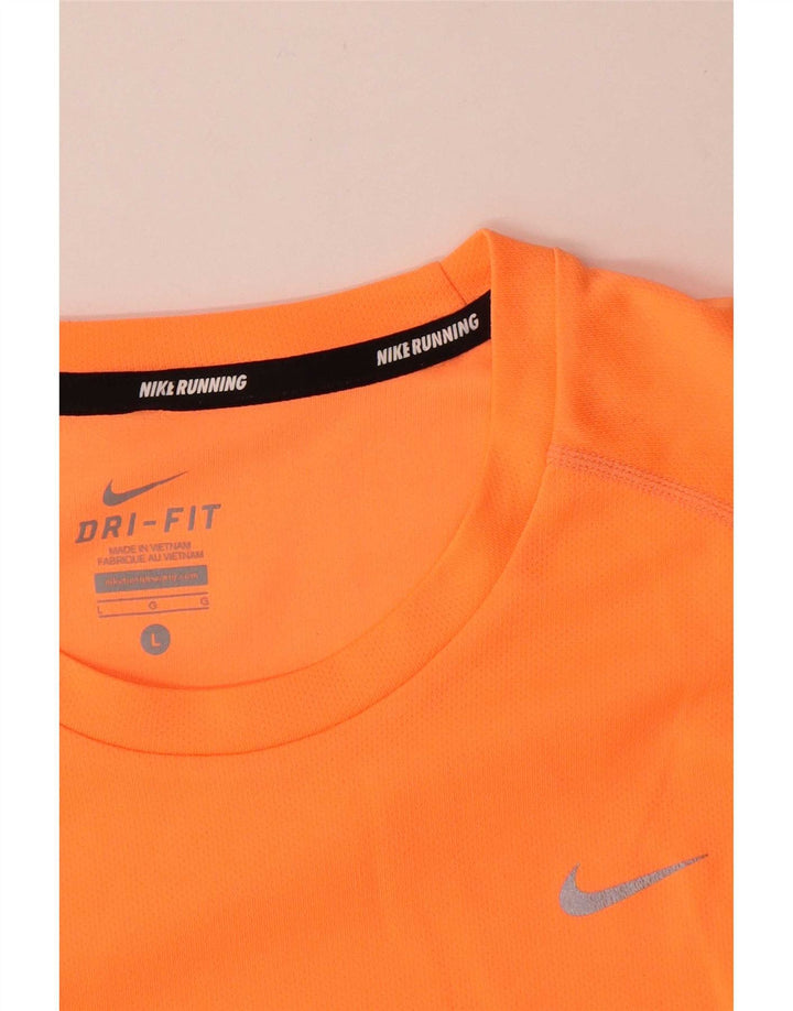 Nike Mens Dri Fit T-Shirt Top Large Orange Polyester