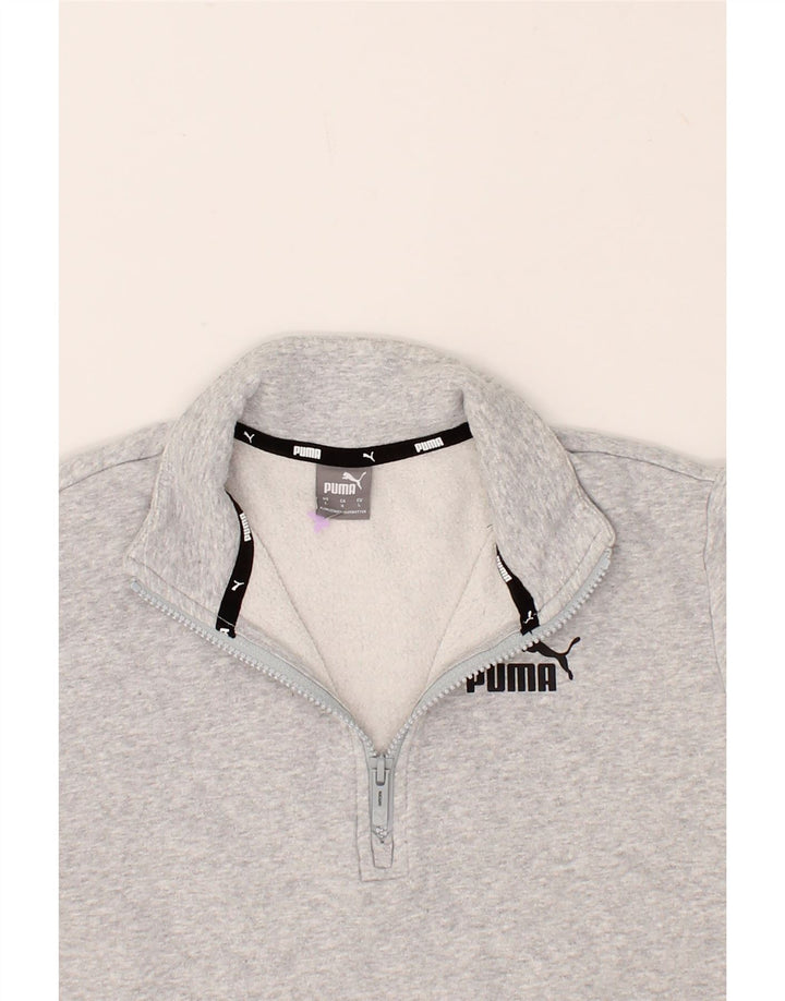 PUMA Womens Zip Neck Sweatshirt Jumper UK 16 Large Grey Cotton Vintage Puma and Second-Hand Puma from Messina Hembry 