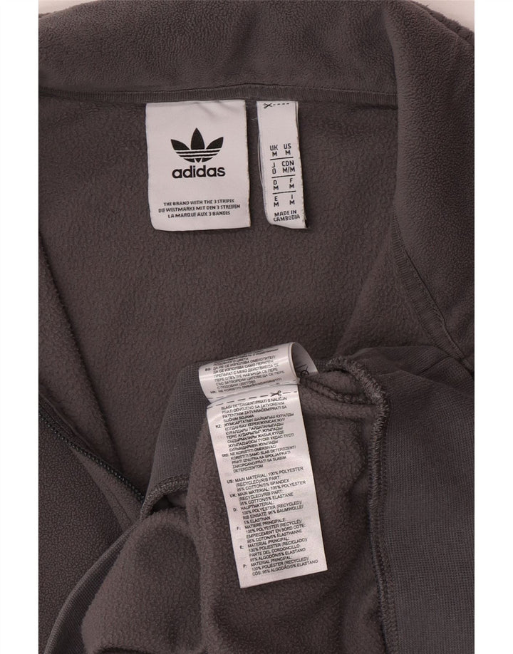 Adidas Mens Zip Neck Fleece Jumper Medium Grey Polyester